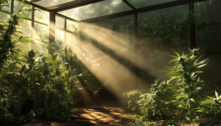 Cartoon-style cannabis plant flexing muscles, symbolizing how to make cannabis stronger