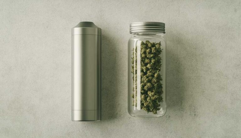 Photo of a cannabis vaporizer setup illustrating what temperature does THC burn and how to use precise heat to optimize your cannabis experience.